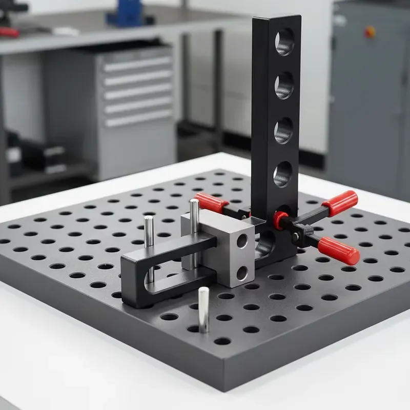 Modular 3D Welding Fixture Plane Square High Accuracy Cast Steel Right Angle Bracket with Locating Holes for Assembly