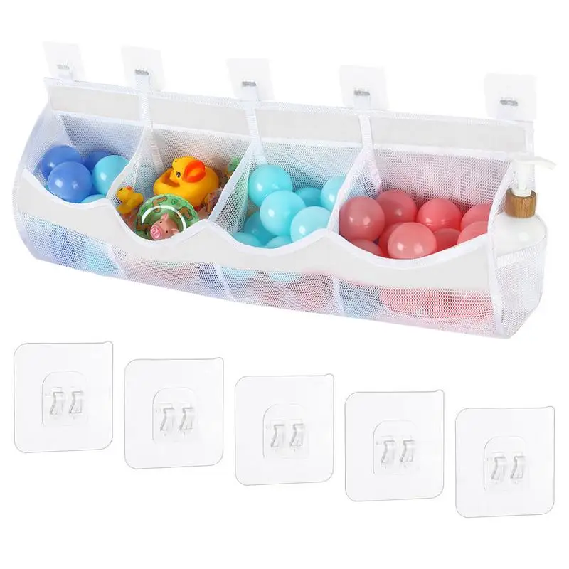 

Bath Toy Holder Bathroom Organizer For Toys Storage Easy Access Quick Draining Bag With 4 Compartments For Hotel Pool Park