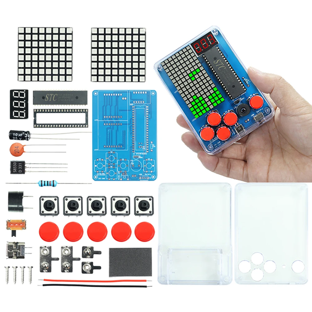 DIY Kit Elektronische Pixel Spielkonsole LED Dot Matrix Digital Tube Display STC15F2K60S2 MCU Doppelseitige PCB DIY Löten Kit