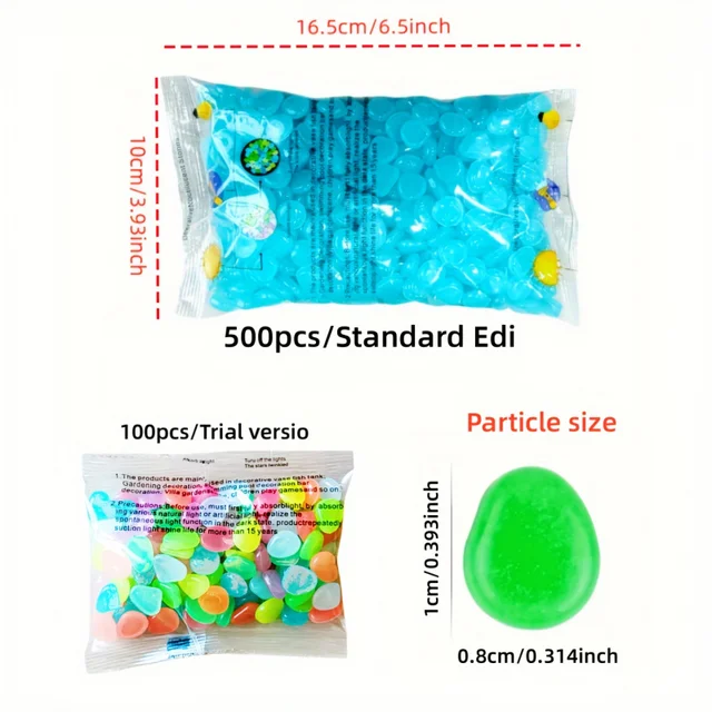 100/500 Pcs/bag, Luminous Stone, Landscape Flower Pot And Fish Tank Beautification Decorative Stone (0.31 * 0.39 Inches) 6