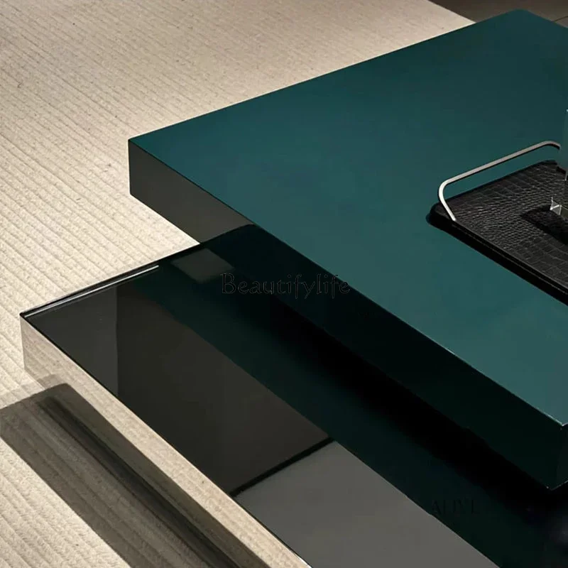 

06Italian minimalist stainless steel mirror high-end rotating combination coffee table