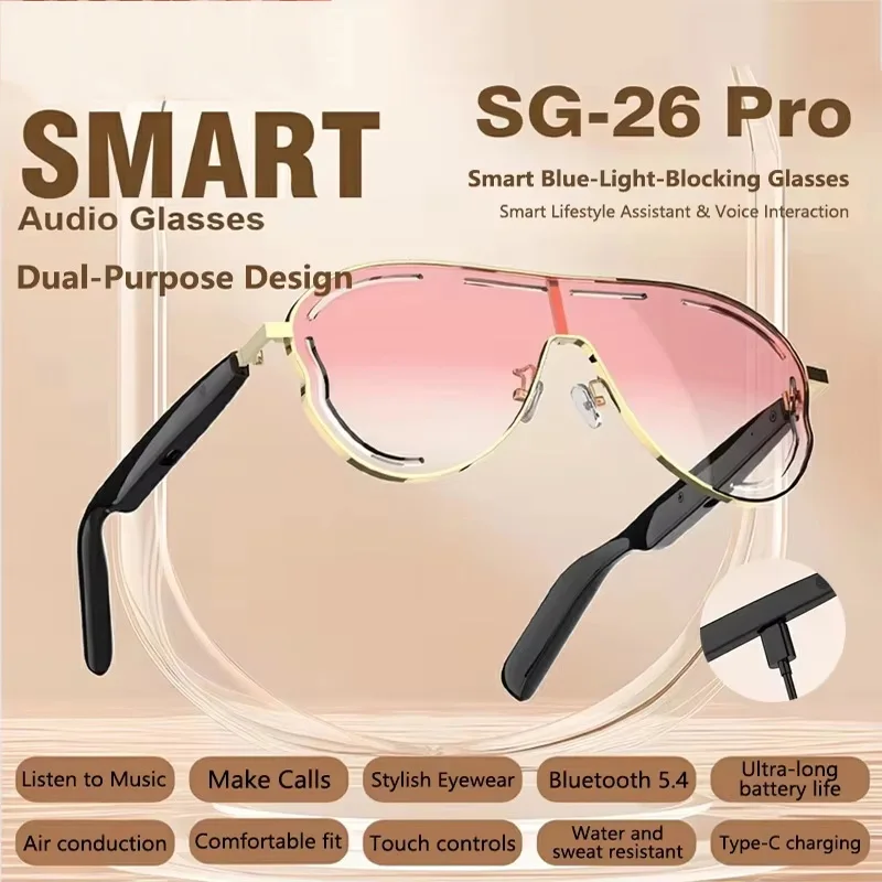 Air-Conduction AI Smart Sunglasses UV Protection Bluetooth 5.4 Listen to  Music Playback Phone Calls Touch Control
