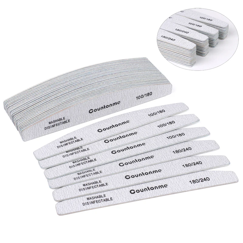 10Pcs/20Pcs Professional Wooden Nail Files 180/240 Buffer 100/180 Grey Boat Wood Sandpaper Block Gel Polisher Sanding Nail Files