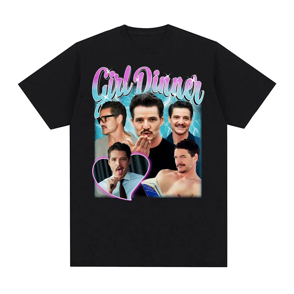 2025-26 Hot-selling Pedro Pascal Girl Dinner T-shirt Cush Meme Funny Aesthetic Graphic T-shirt Oversized  Short Sleeve