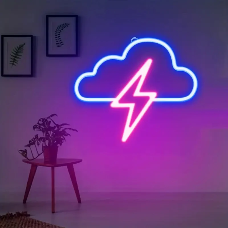 LED cloud and lightning neon lights, USB and battery powered neon lights, bedroom wedding birthday party decoration night light,