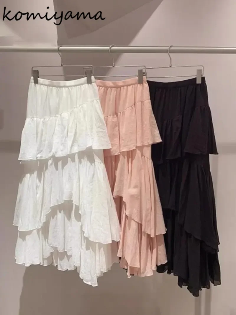 

Cascading Ruffle Women 2024 Faldas Irregular Skirts Sweet High Waist Skirt Japan Style Ropa Mujer Autumn New A-line Falda