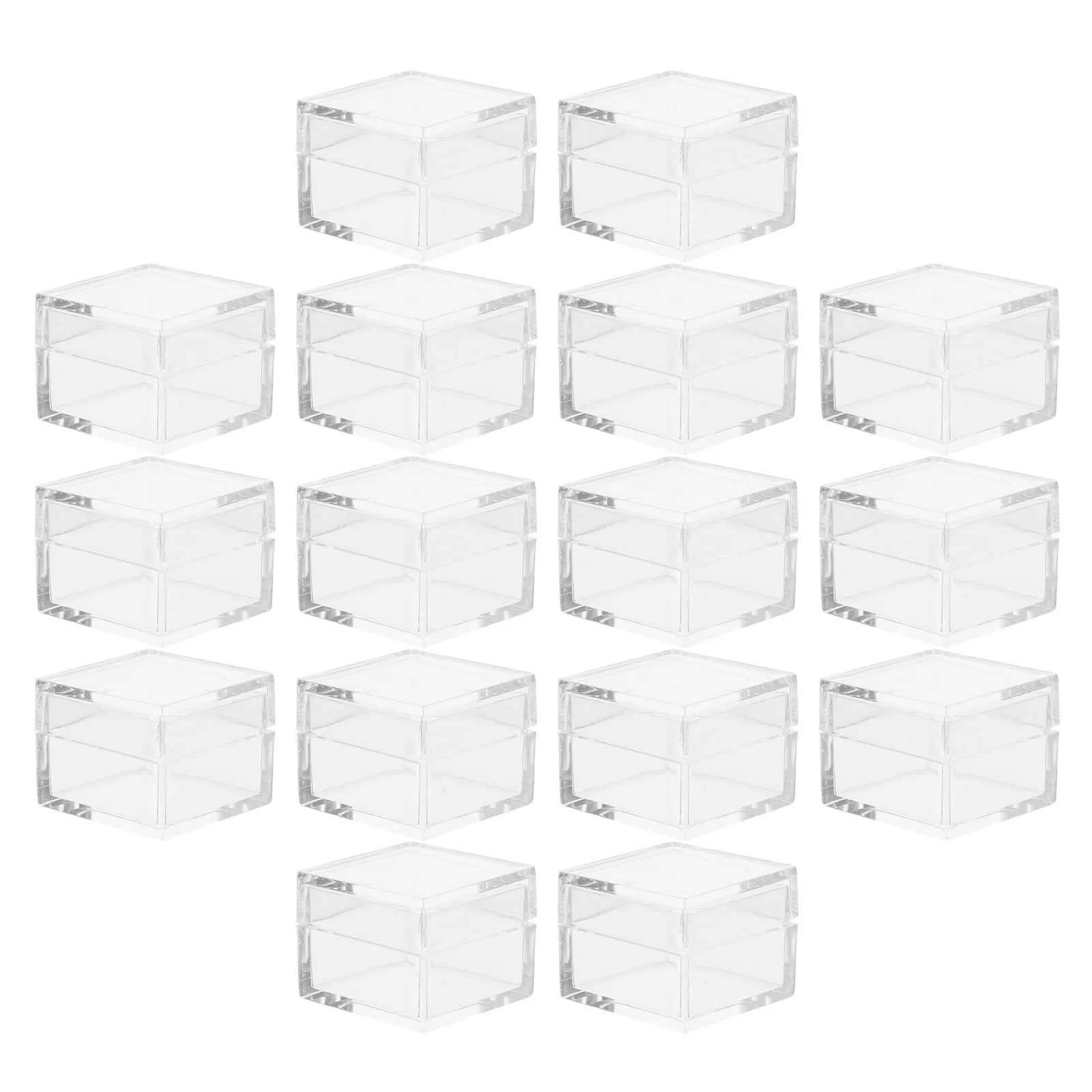 

20Pcs Mini Acrylic Box Clear Cube Storage Container Small Organizer Jewelry Candy Pill Display Case Portable Storage Box