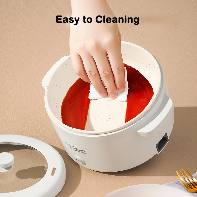 Máquina de Cocina eléctrica de 2L, olla caliente de una o dos capas para el hogar, olla arrocera multifunción para 1-2 personas, sartén antiadherente para el hogar