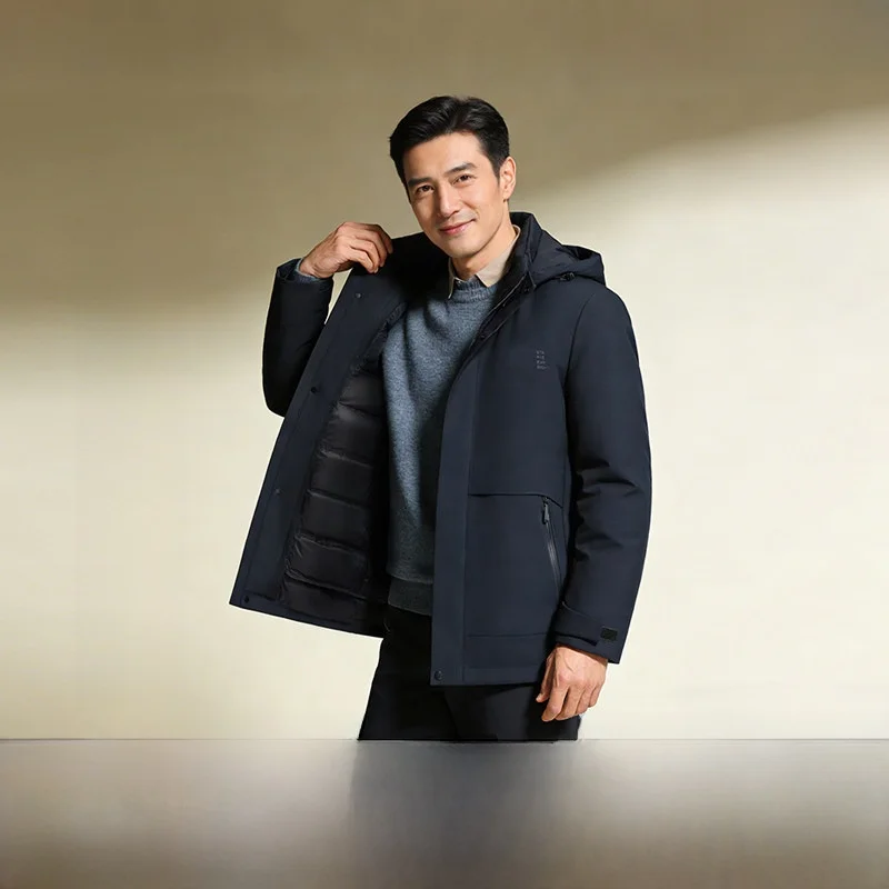 

Snow Flng 2026 Spring New Tee-in-One Men's Busin Casual Faion Simple Warm Goose down Jaet Polyester Fiber Home Cit...