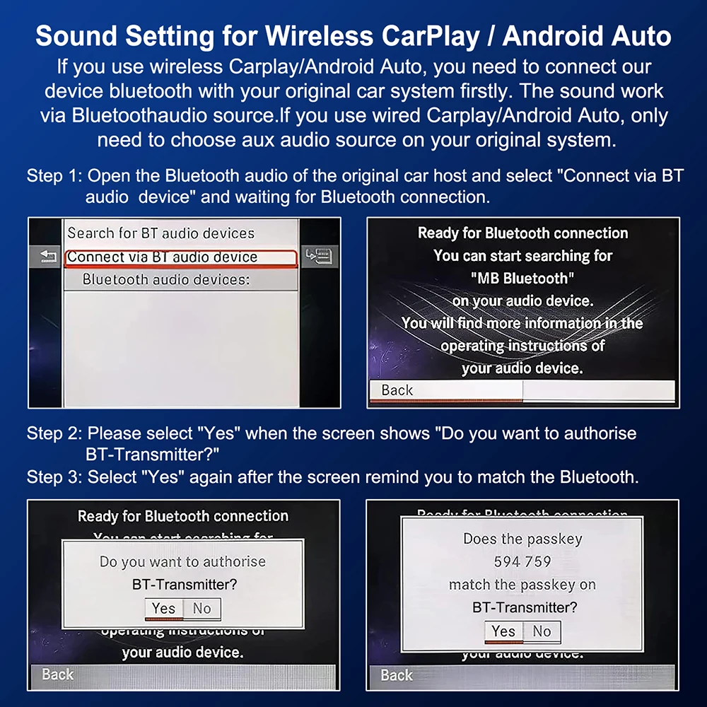 Upgrade Wireless Carplay Suitable For Mercedes Benz A B C E CLA GLA GLK ML Sprinter NTG4.5 Becker Module Android Auto Navigation