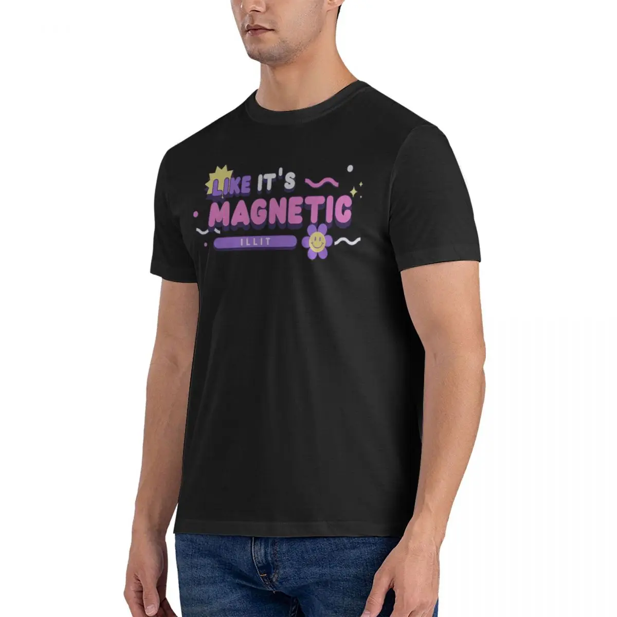 Magnetic Merch For Fans T Shirt Men Pure Cotton Novelty T-Shirts Crew Neck ILLIT Kpop Tees Short Sleeve Clothes Original