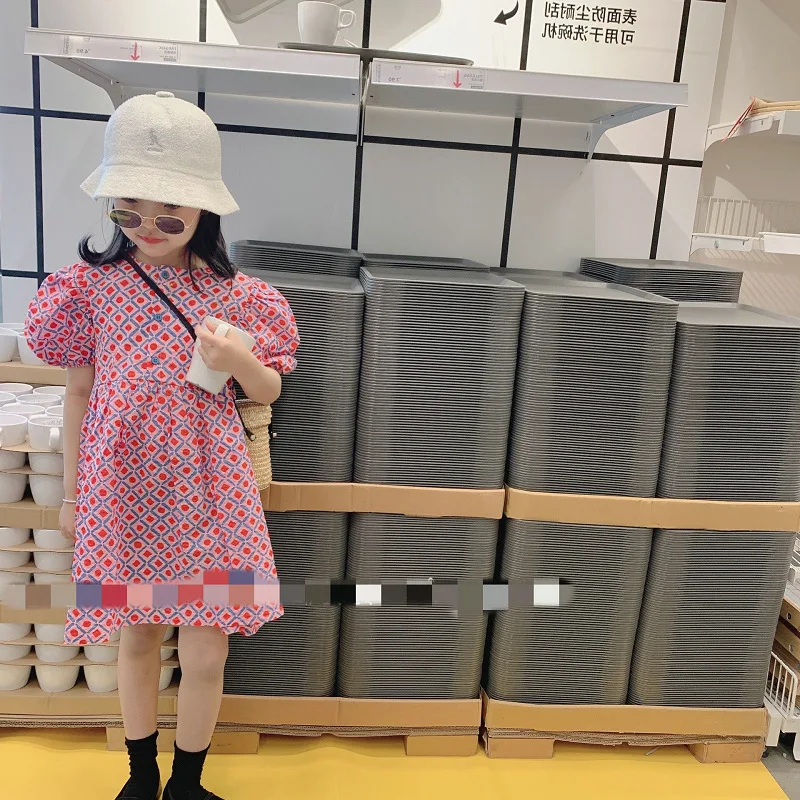 Cross-border Girls' Plaid Polka Dot Dress Princess Dress25Summer New Foreign Trade Children's Wear Delivery