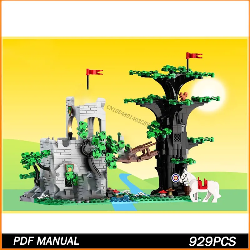 

929PCS Medieval Castle Model MOC Building Bricks Forest Crossroad Modular Technology Gifts Holiday Assemble Children Toys Suit