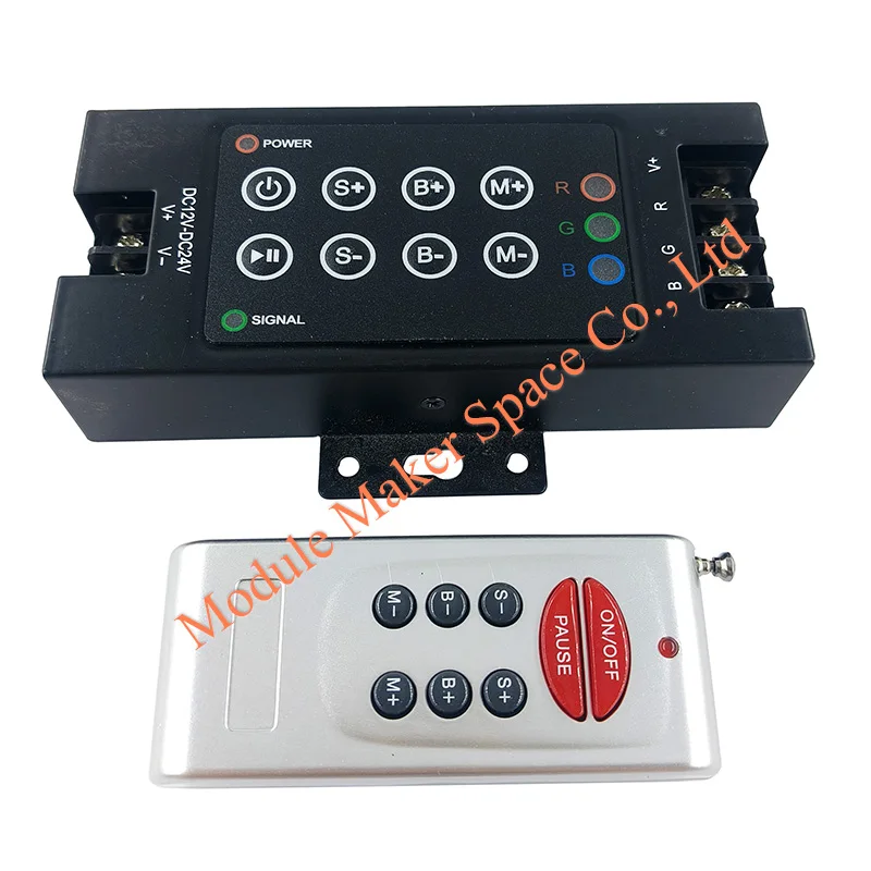 RFT8 30A 360W High Power LED Dimmer Controller, 8-Key RF Wireless Remote Control Switch DC12-24V for RGB LED Strip Lights