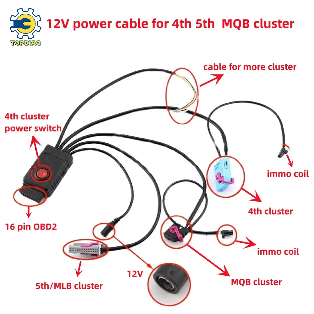 

MQB Cluster 12V Power Cable 4th ID48 Key Programming 5th Cluster Cable MQB NEC35XX Cable MQB48 Instrument Line Fit VVDI2 CGDI