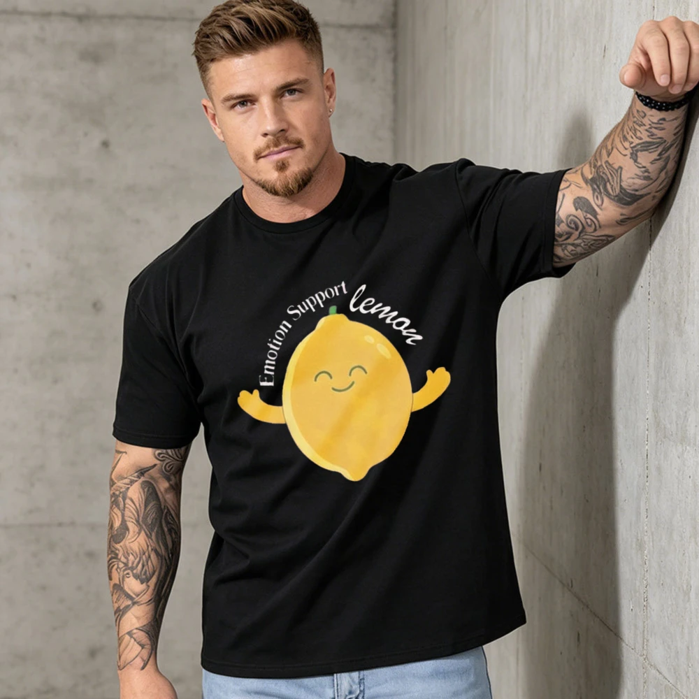Emotion Support Lemon Graphic T-Shirt Kawaii Fruit Tee Cute Fruit Hug Hugging Men Women Streetwear Shirt Unisex Cotton Shirt