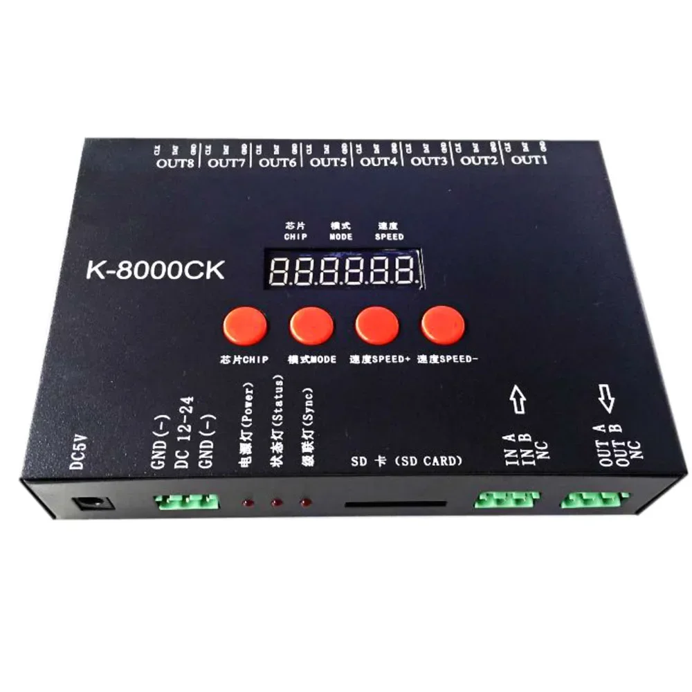 Imagem -02 - Led Pixel Controlador de Cartão sd T9000 Versão Atualizada Off-line8192 Pixels Controlados Saída de Sinal Spi K8000ck