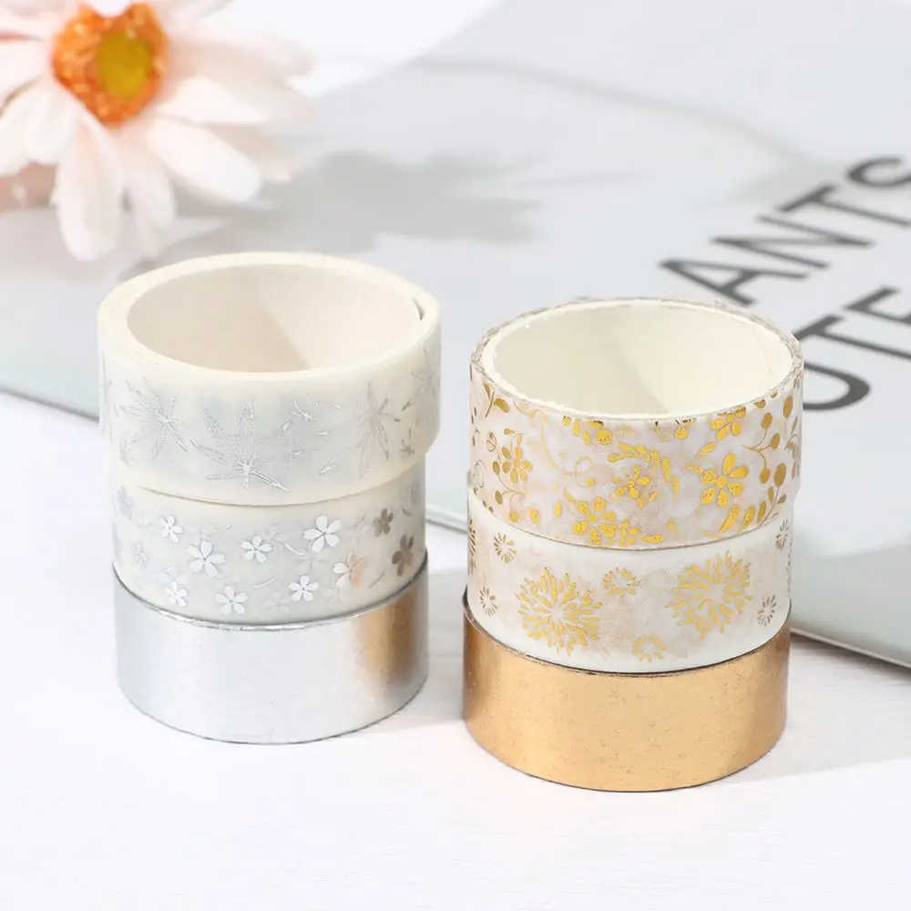 6Rolls/Set Flower Plant Washi Tape Decorative Adhesive Tape Gold Foil Masking Tape Sticker Scrapbooking New DIY Diary Gifts