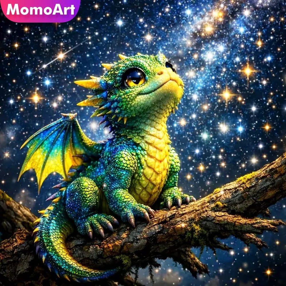 Momoart Diamant-Mosaik Dinosaurier Tier Cartoon-Muster für Erwachsene Anfänger DIY Diamantmalerei Wohnzimmer Kunst Handwerk