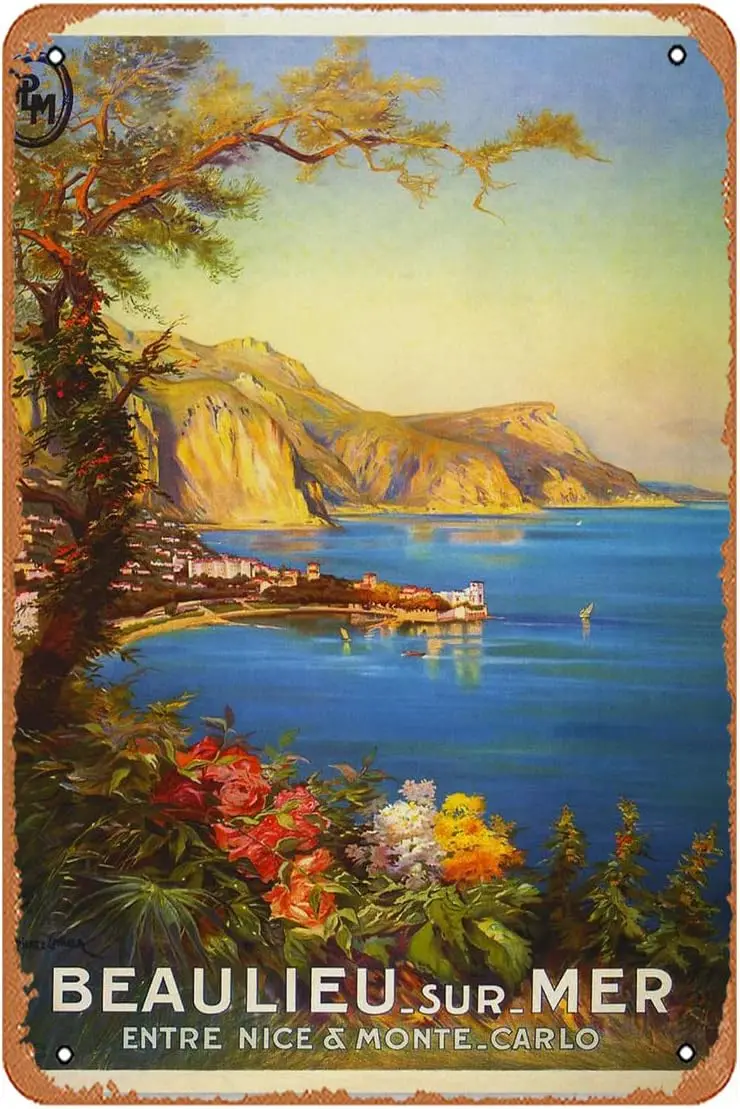 Beaulieu Sur Mer French Riviera Between Nice Monte Carlo Europe Travel Tourism Vintage Retro Poster Vintage Advertising Wall Art