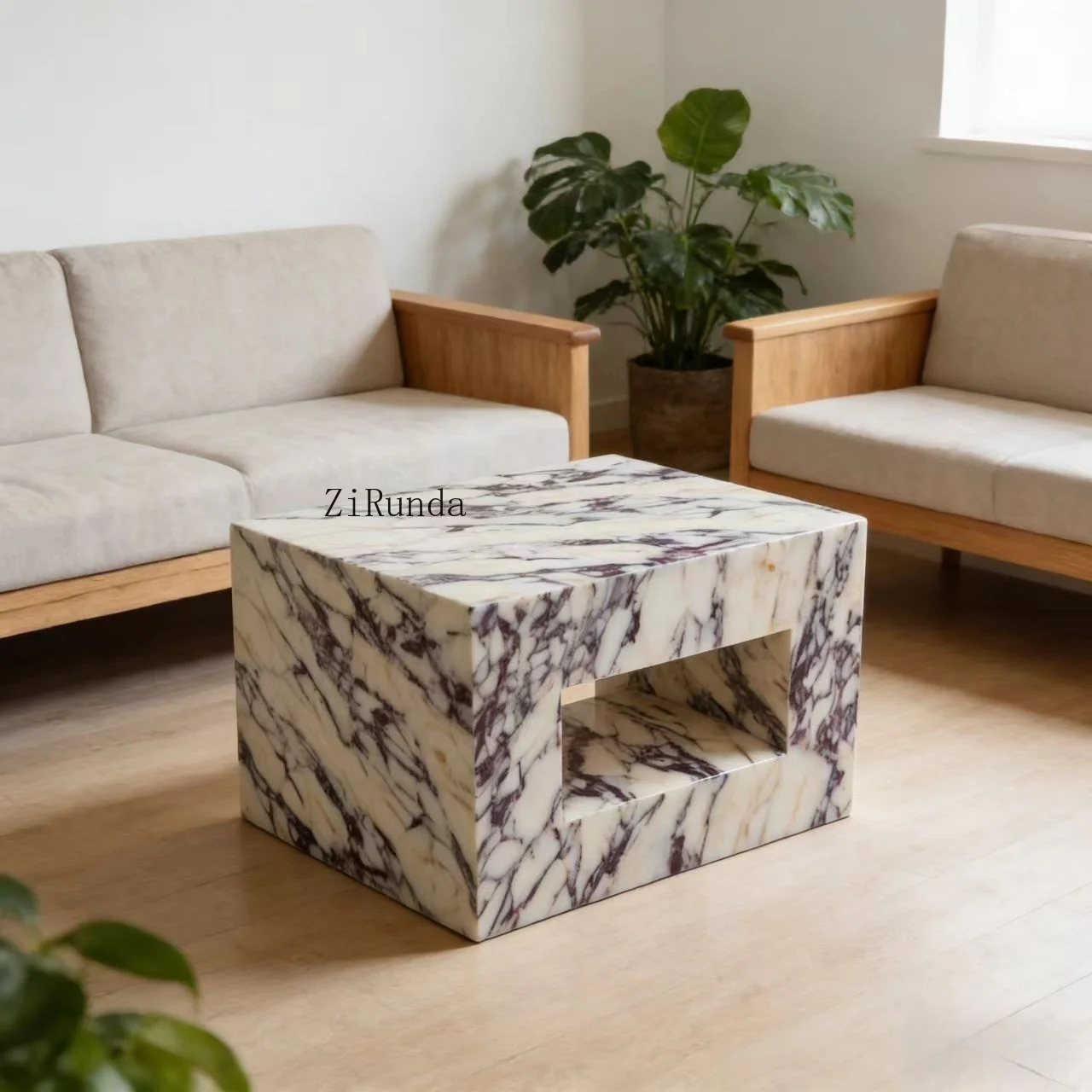 Natural stone living room furniture marble base cube bedside small side table bedroom sofa side table