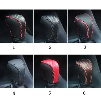 Kožený kryt řadicí páky, odolný proti opotřebení, protiskluzový kryt řadicí páky, jemné uhlíkové vlákno, univerzální doplňky do interiéru auta 10 nejlepší prodej Příslušenství k autu Toyota Vitz 2012 - №9