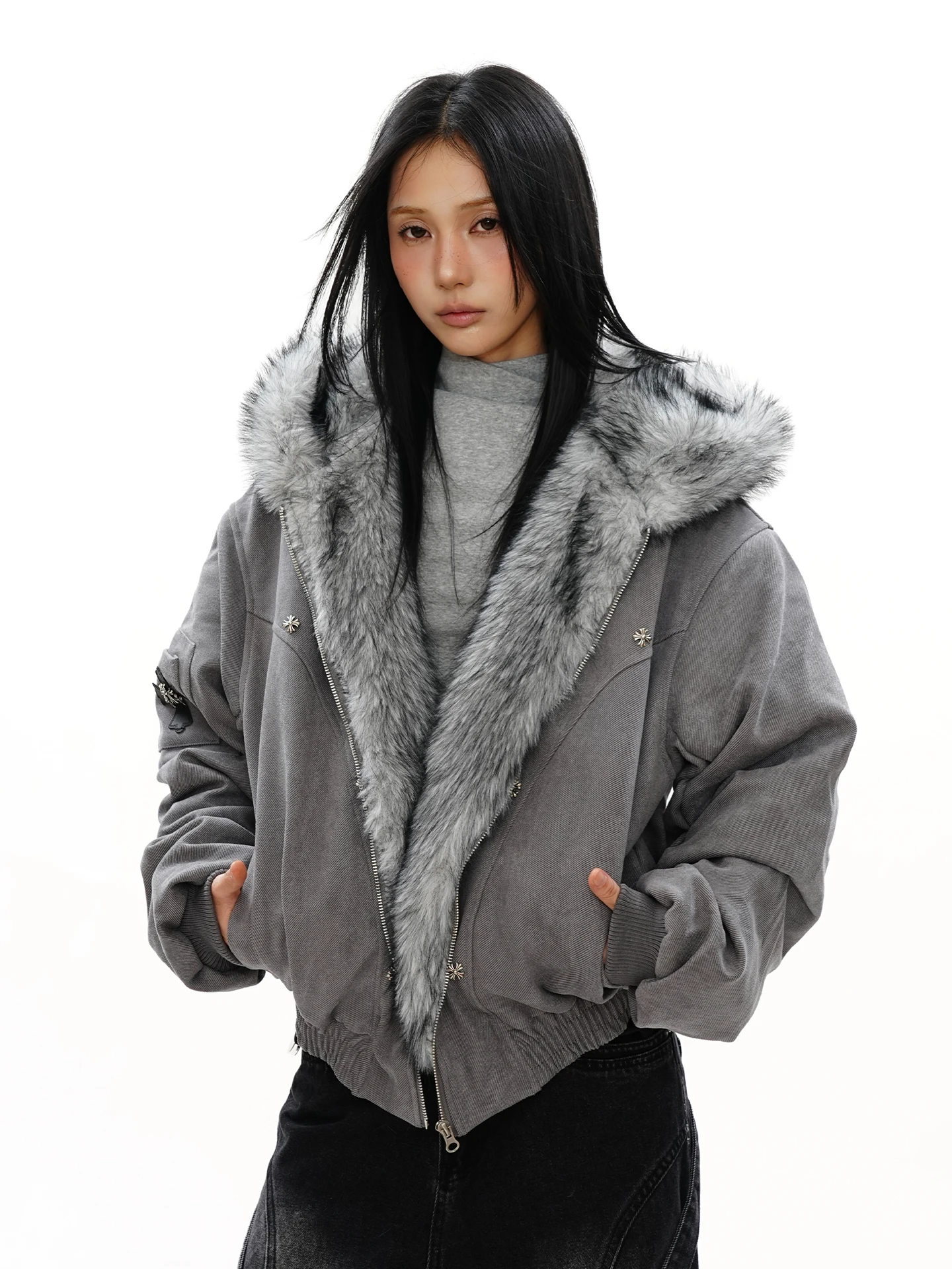 

Зимняя замшевая куртка Thiened S3T5 с капюшоном, утепленная хлопком, теплая верхняя одежда для пар, с узором «Горный орел», на флисовой подкладке, стандартный крой