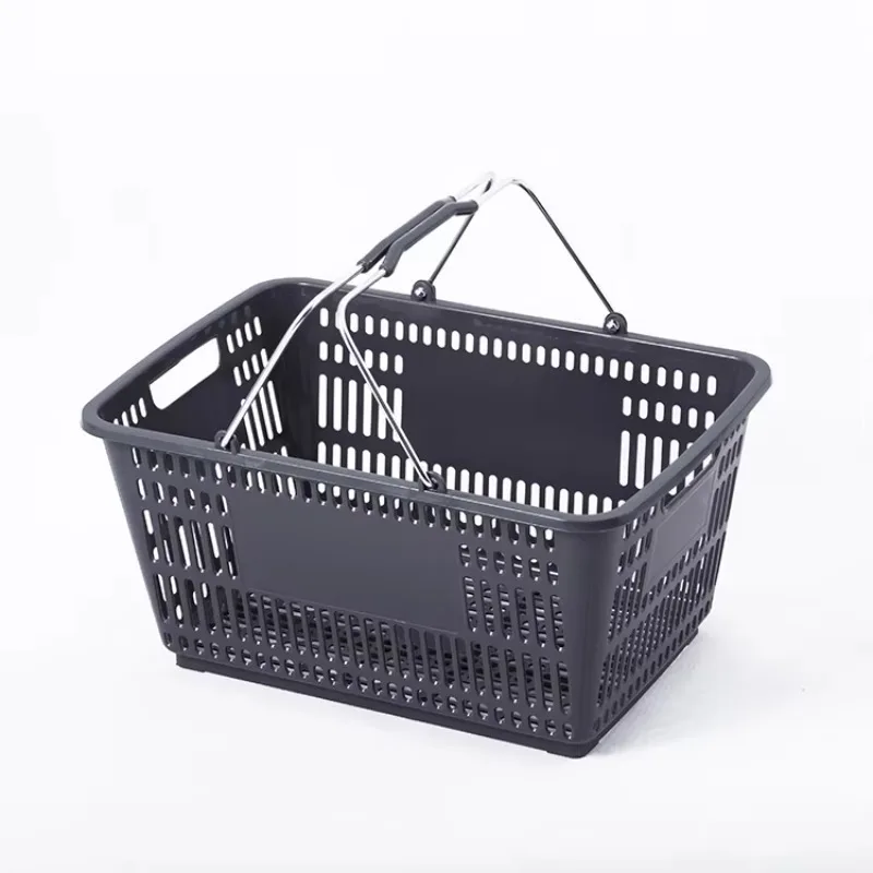 

Shopping Basket PP Plastic Basket Metal Handle Multi-color Customizable Ready-made High Quality Appearance 10 pcs