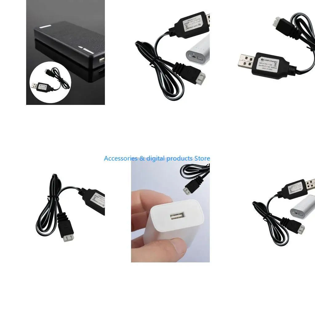 77JD 7.4V USB Battery Charging Cable with Three Pin Adapter Charging Cord 800mA for Multiple Devices