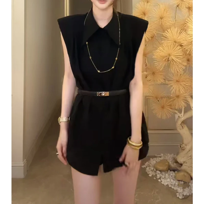 Korean Sleeveless Solid Thin Shirt Tops Women Clothing Summer New Polo Neck Loose Simplicity Temperament Blouse Elegant Fashion