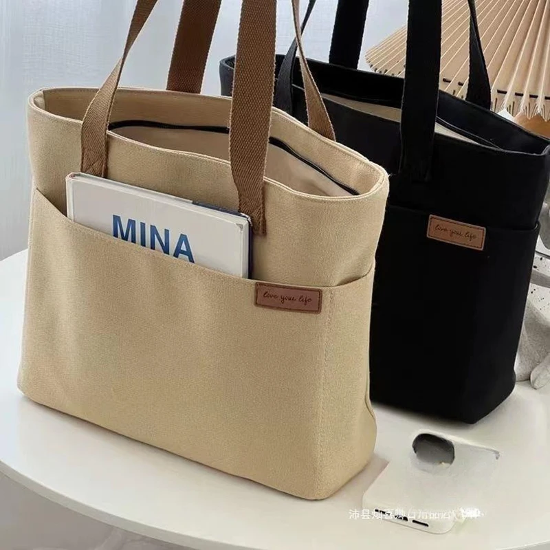 Niche Design Trend Shoulder Bag Fashionable Versatile Minimalist Women\'s Tote Bag Unisex Large Capacity Portable Canvas Handbag