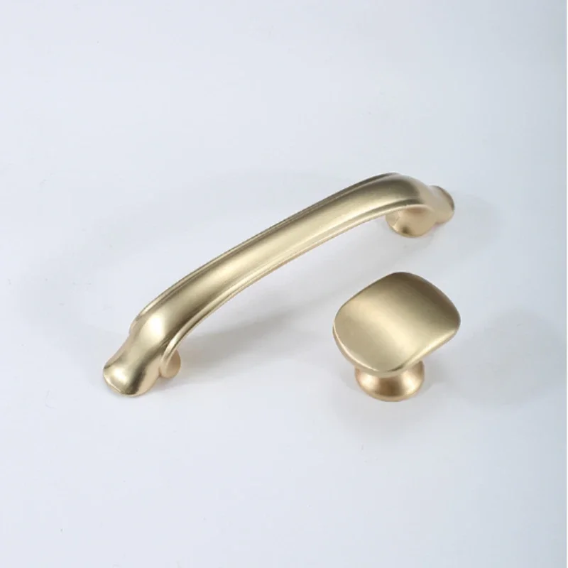 Kitchen Cabinet Handle Yellow Bronze Drawer Pulls and Knobs Furniture Wardrobe Zinc Alloy Cupboard Door Handles Hardware