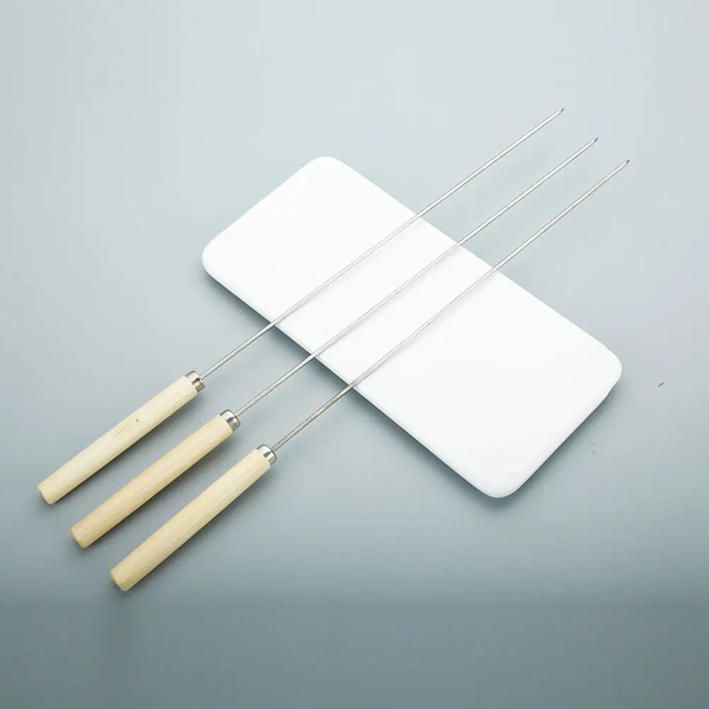 

25 Pcs Barbecue Stick Wooden H Skewer Stainless Steel BBQ Tool Grilling Kitchen Party Accessories Chicken Wing Lamb Leg