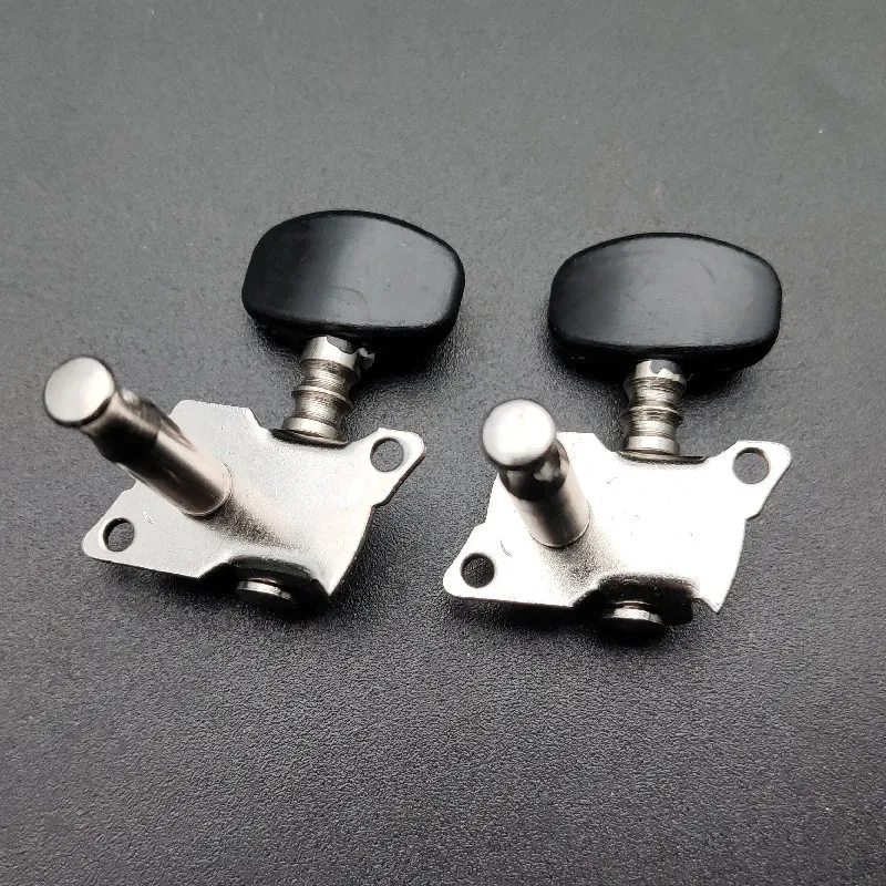 2R2L Nickel-Plated Ukulele Guitar Tuning Pegs Tuners Machine Head Black Knob