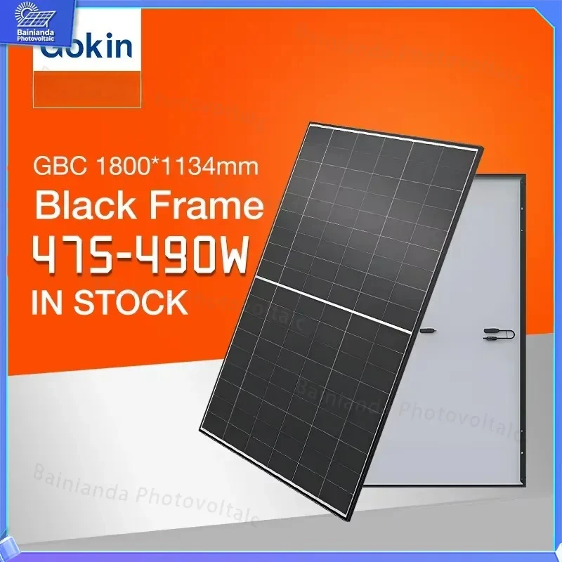 For Gojin Solar Double-sided All-Black Solar Panel 475W 480W 485W 490W 500W Bifacial Double Glass Monocrystalline PV Module