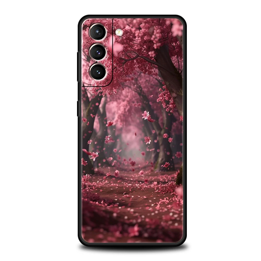 Roze Lente Kersenbloesems Telefoonhoesje Voor Samsung Galaxy S24 S23 S22 S20 S21 Fe Ultra S10 S10e S9 S8 Plus 5G Siliconen Hoes