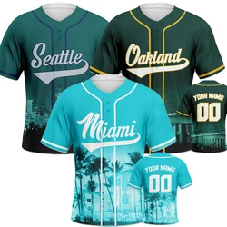 Green Personalized Baseball Jerseys City Night View Sublimation Blanks for Men Tshirt Custom Clothing Sportswear