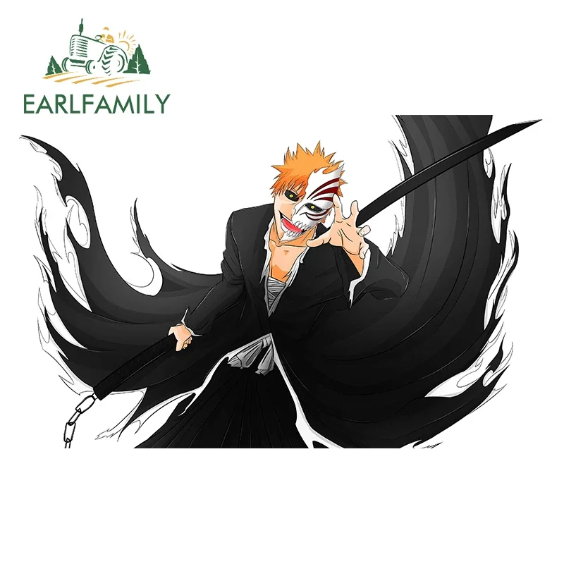 EARLFAMILY 13cm X 8.3cm Creativite Kurosaki Ichigo Sunscreen Car Stickers Vinyl Car Wrap Decal Waterproof RV JDM Decoration