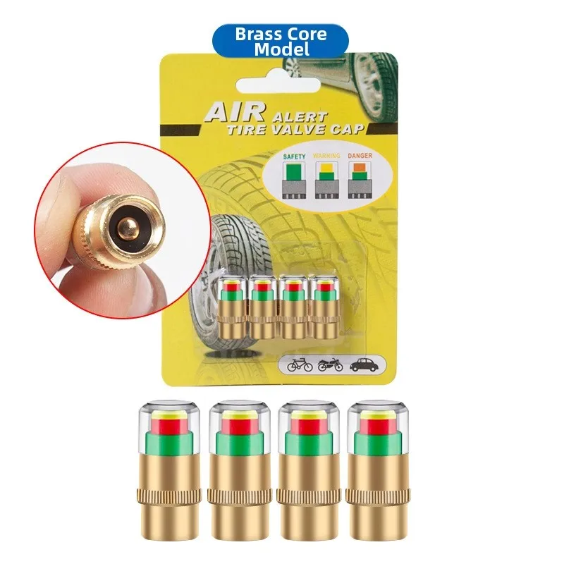 4 Pcs Tire Pressure Indicator Valve Covers for Car with Color Coding 24 BAR Monitoring Fits Most Vehicle Tire Valve Stems