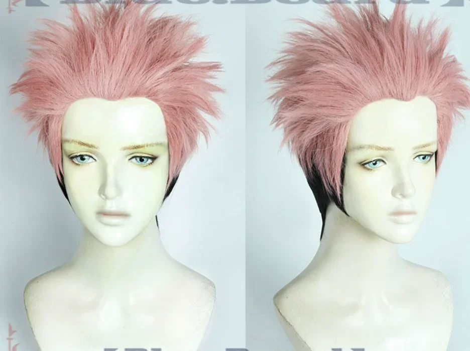 Anime JJK Sorcery Fight Yuji Itadori Ryomen Sukuna Cosplay Wigs Gradient Black Pink Short Party Hair Men Boys Halloween Acc