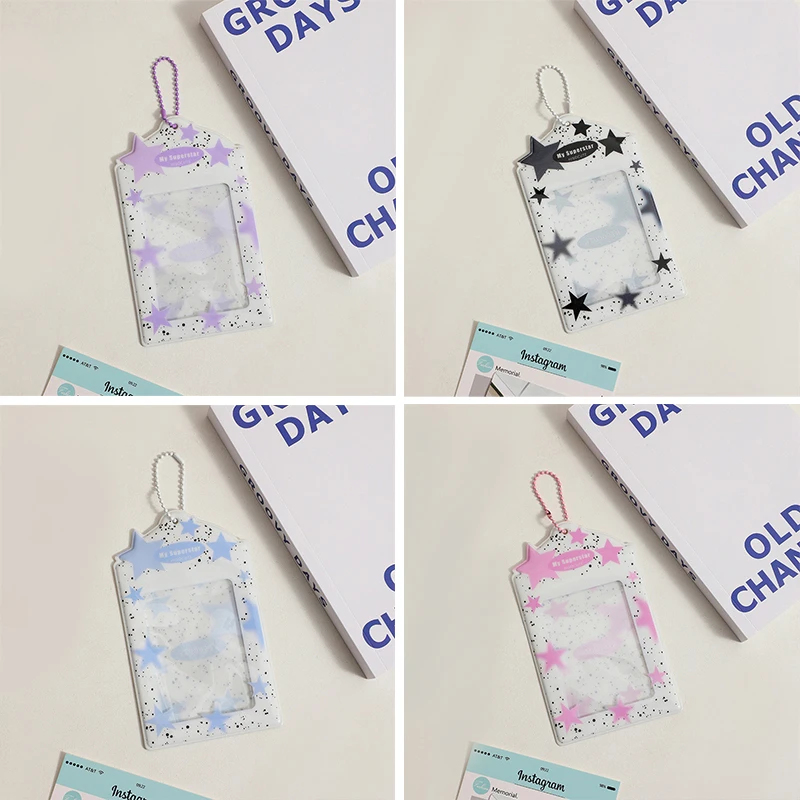 3inch PVC Photocard Holder Keychain Idol Photo Sleeve ID Card Cover Protector Postcard Credit ID Bank Bus Card Holder