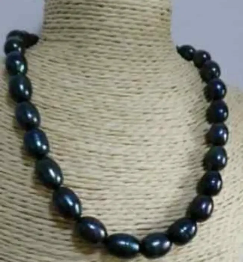 

Ювелирные изделия, потрясающее ожерелье из черного и синего жемчуга в стиле барокко диаметром 9–10 мм, 18 дюймов, 14 карат