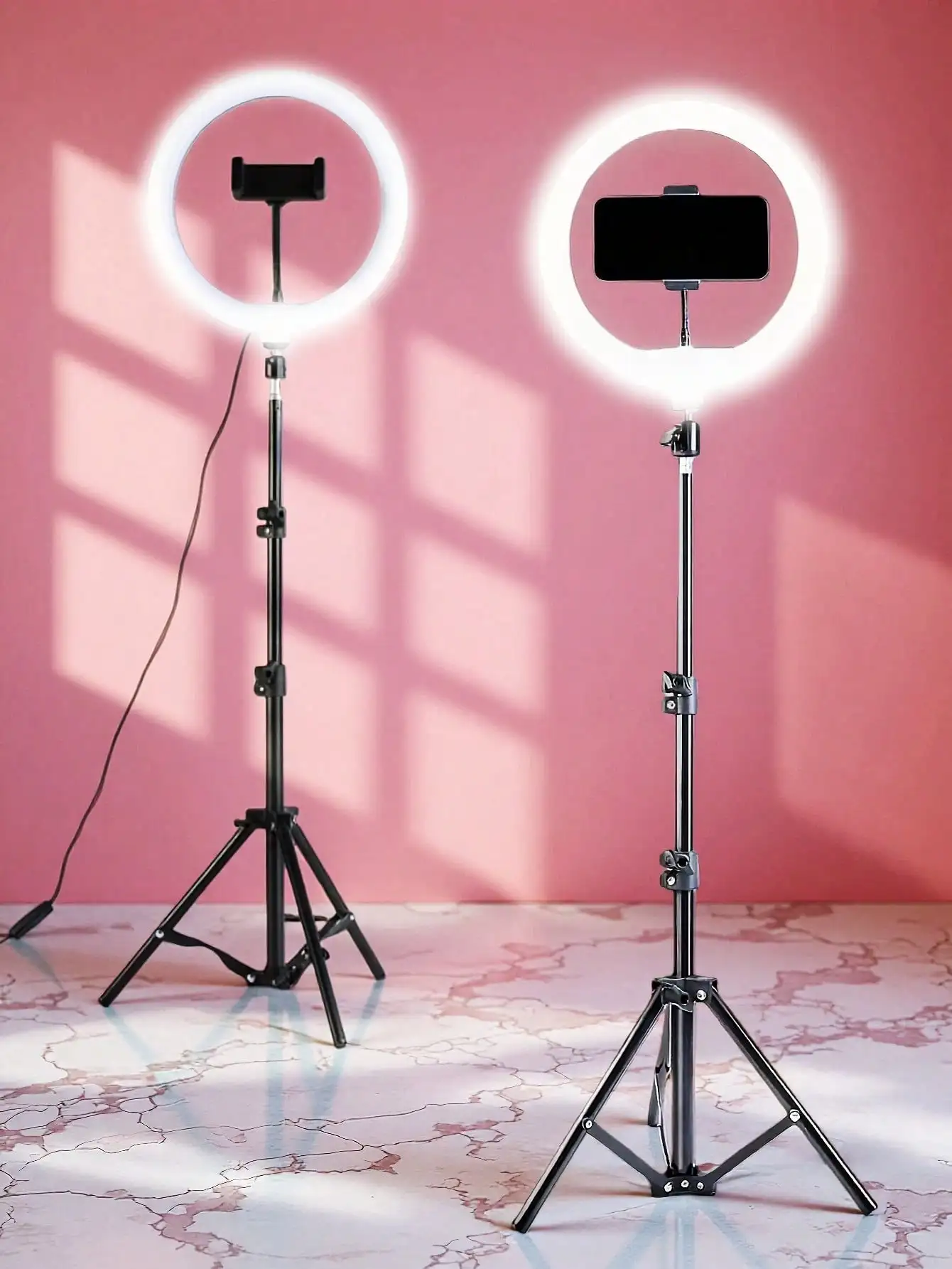 

Tangle Free Large Size Phone Photography Accessories Set 63"/43" Adjustable Tripod 10" USB Powered LED Selfie & Video Conference Lighting 3000K 6500K Color Temperature Adjustable Suitable For Photography Lighting Recording Live Streaming Makeup And Video