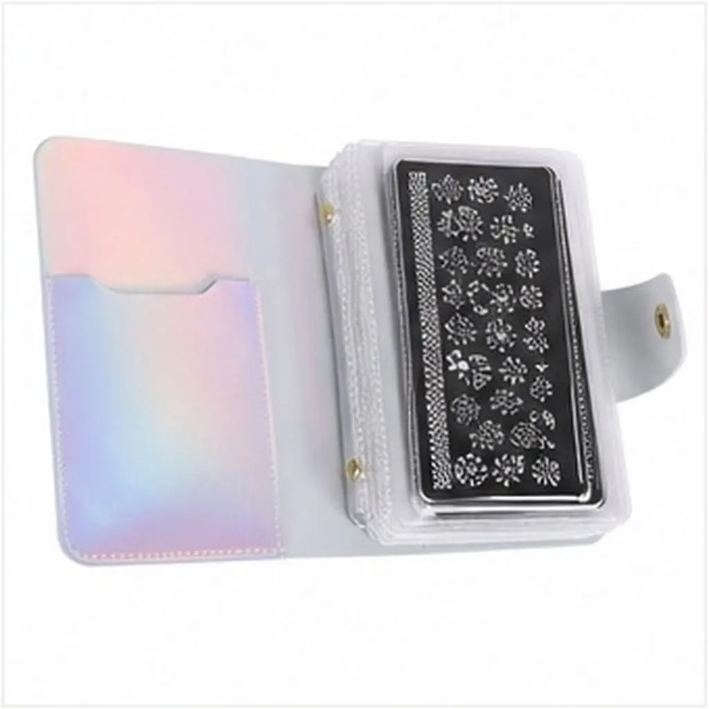 Nail Stamping Plates Holder Snap Closure Case for 20 6.5x12.5cm Nail Art Plates Storage Organizer Multifunctional