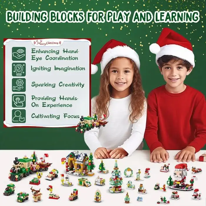 2024 Christmas Advent Calendar 24 Days Countdown Surprise Blind Box Building Blocks Puzzle Assembly Toys For Kids Adult Gifts