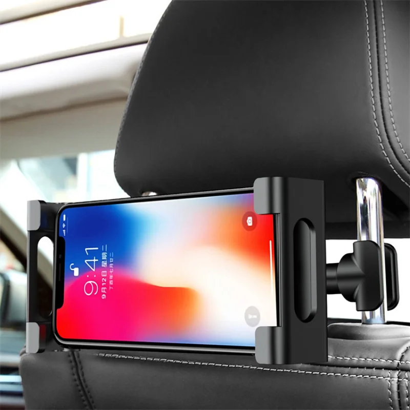 Soporte telescópico para almohada trasera de coche, reposacabezas giratorio para asiento de coche, tableta de 5 a 13 pulgadas