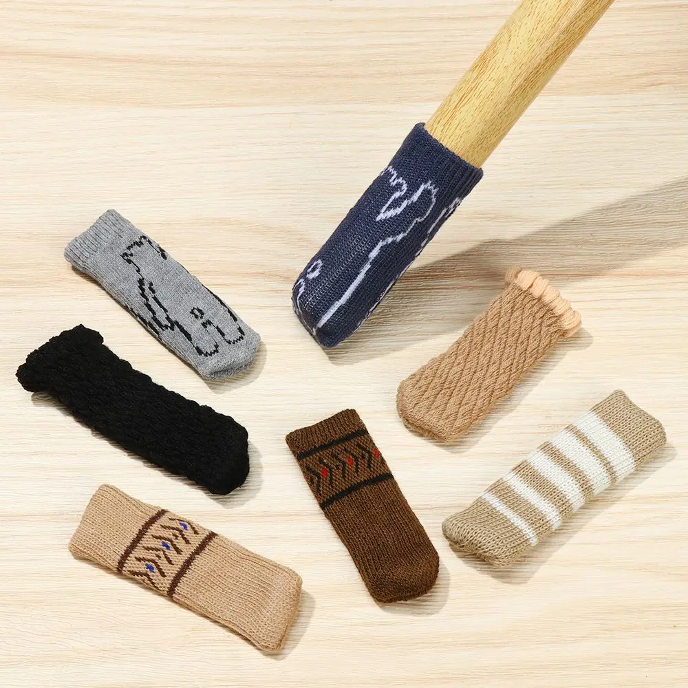 4Pcs/Set Elastic Knitting Floor Protector Anti-Noise  Table Foot Cover Furniture Legs Sleeves Protective Case
