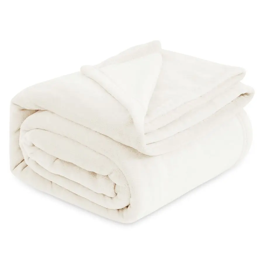 

Fleece Blankets King Size Cream Bed Blanket Soft Lightweight Plush Cozy Fuzzy Luxury Microfiber, 108x90 inches