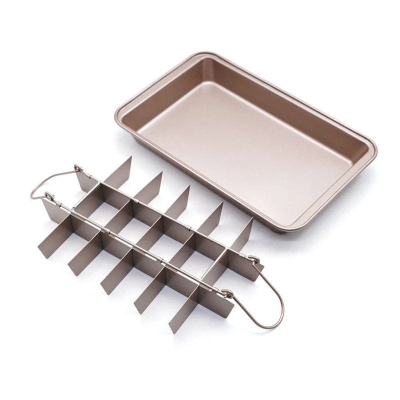 Non Stick Brownie Pans With Dividers, High Carbon Steel 18-Lattice Brownie Baking Tray For Oven Baking, Baking Pan