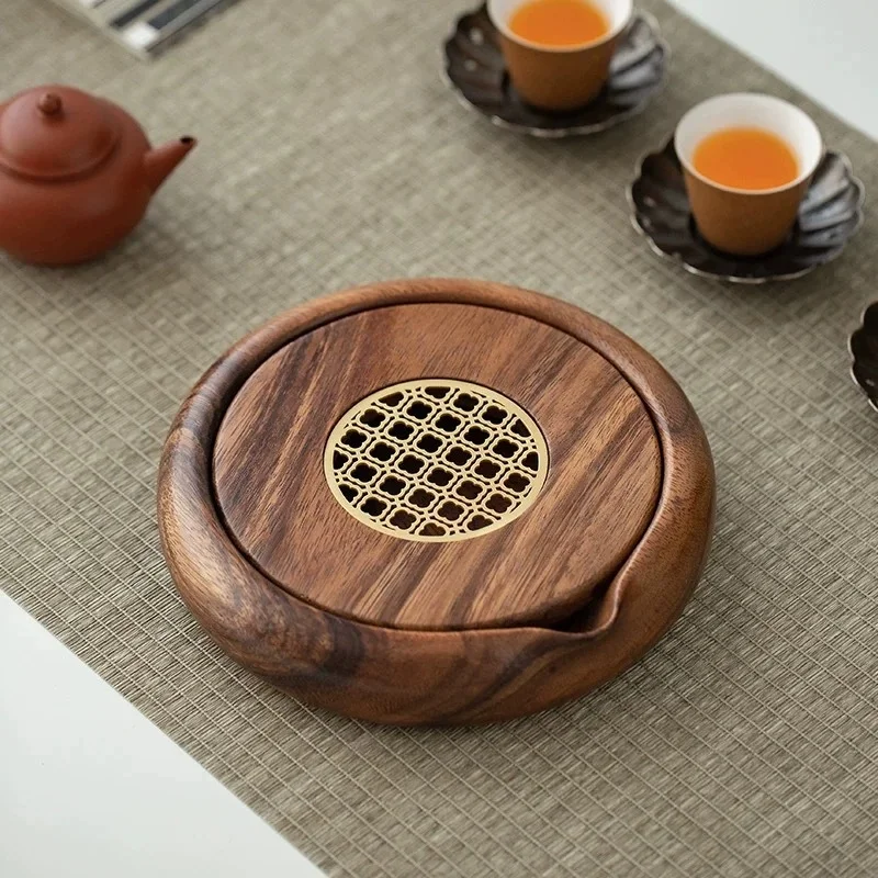 

Walnut Pot Bearing Tea Tray Small Kung Fu Tea Set Accessories Water Storage Dry Soaking Table Household Drain Saucer